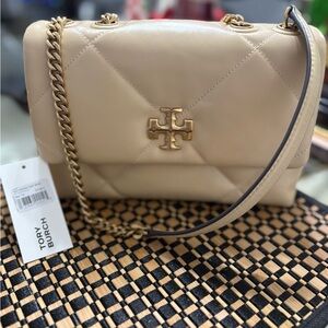 Tory Burch Beige Quilted Shoulder Bag